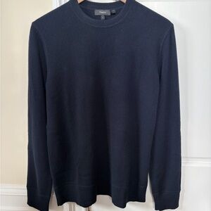 NWOT Theory Hilles Men's Navy Crewneck Cashmere Sweater